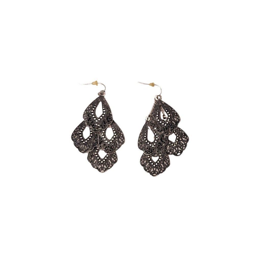 Premier Designs | Frills | Black Dangle Earrings
